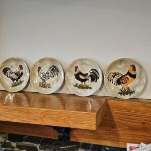 Vintage Set Of Rooster Salad Plates
